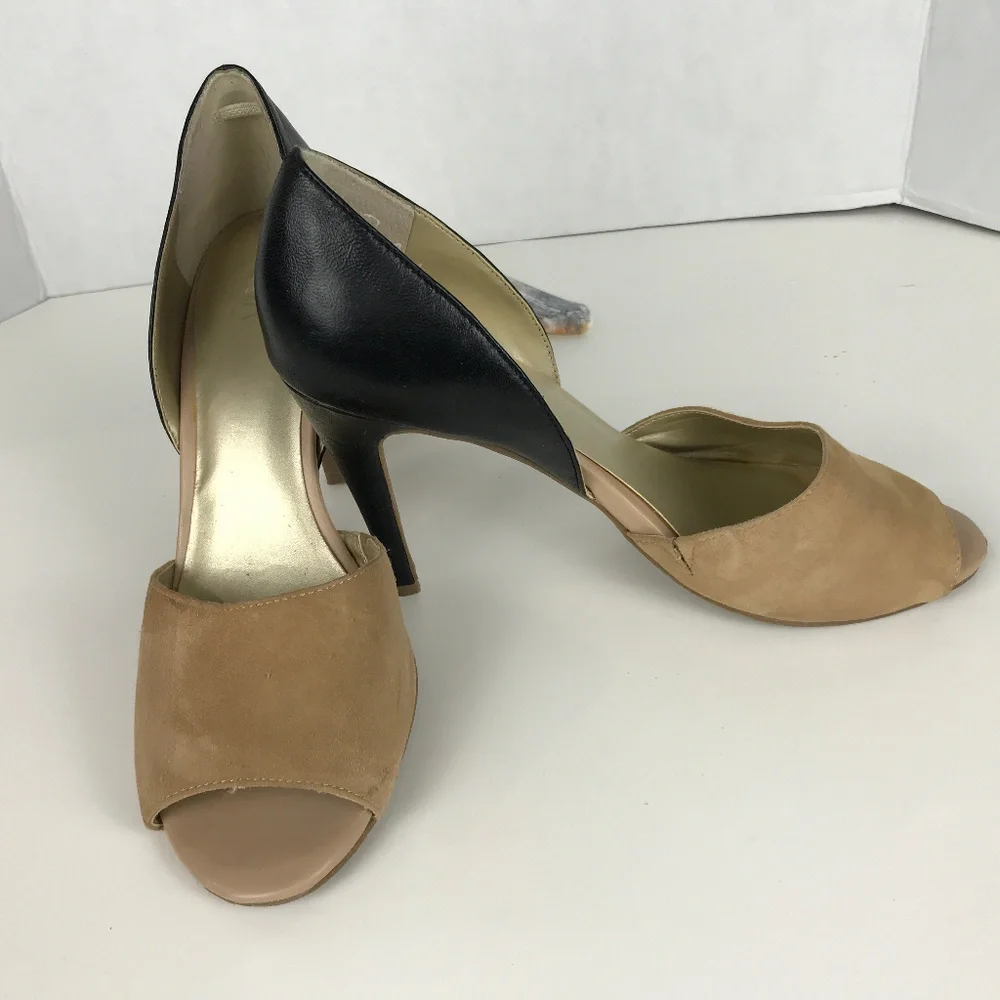 Levity Tan suede, Blk leather Sz 9M heels